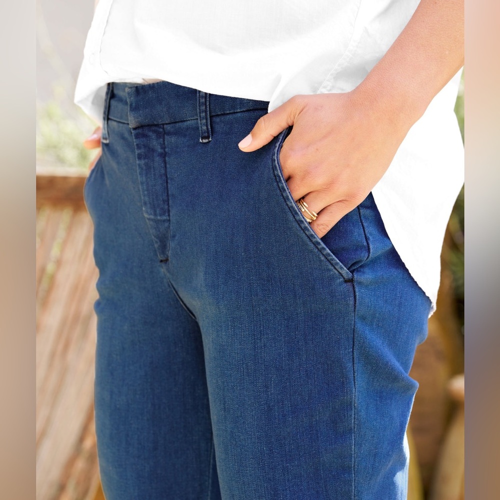 Frank & Eileen Cropped Ankle Jeans in Blue Denim - Picture 2 of 11